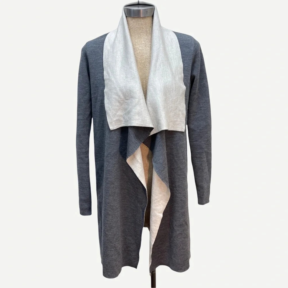 VINCE Grey‎ Waterfall Open Cardigan XS